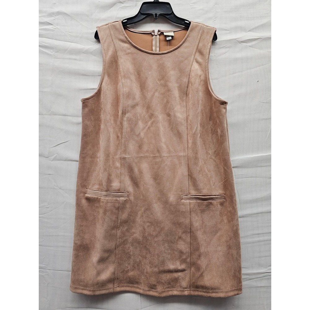 A New Day Womens Faux Suede Sleeveless Shift Dress Tan Size 16 F00390914